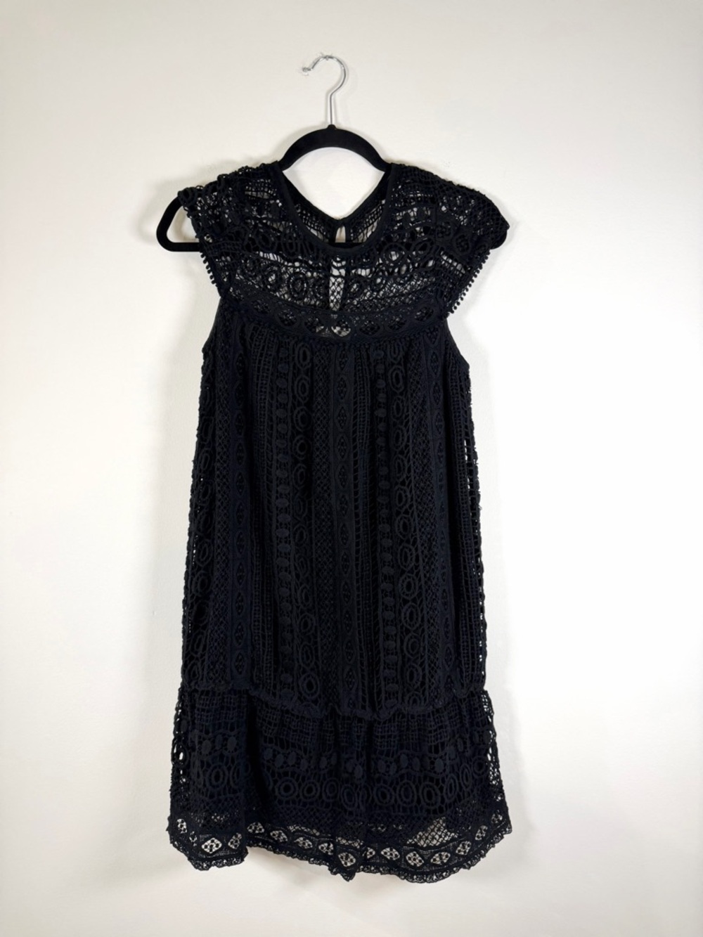 Maeve Black Crochet Lace Mini Dress